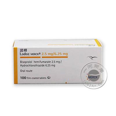 诺释/比索洛尔氢氯噻嗪片 Lodoz Merck Bisoprolol hemifumarate 2.5mg / Hydrochlorothiazide 6.25mg